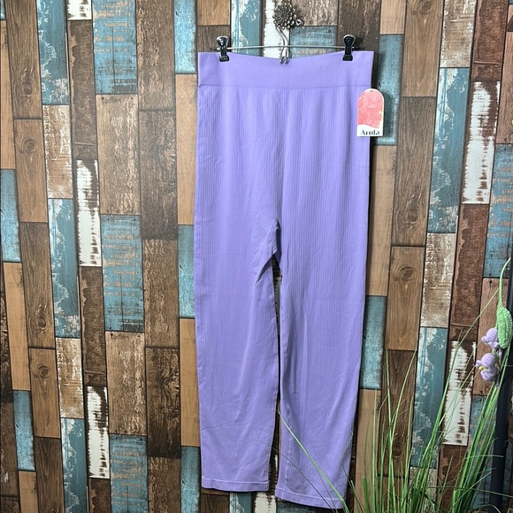 ARULA Pants - Arula 3X purple ribbed high rise leggings